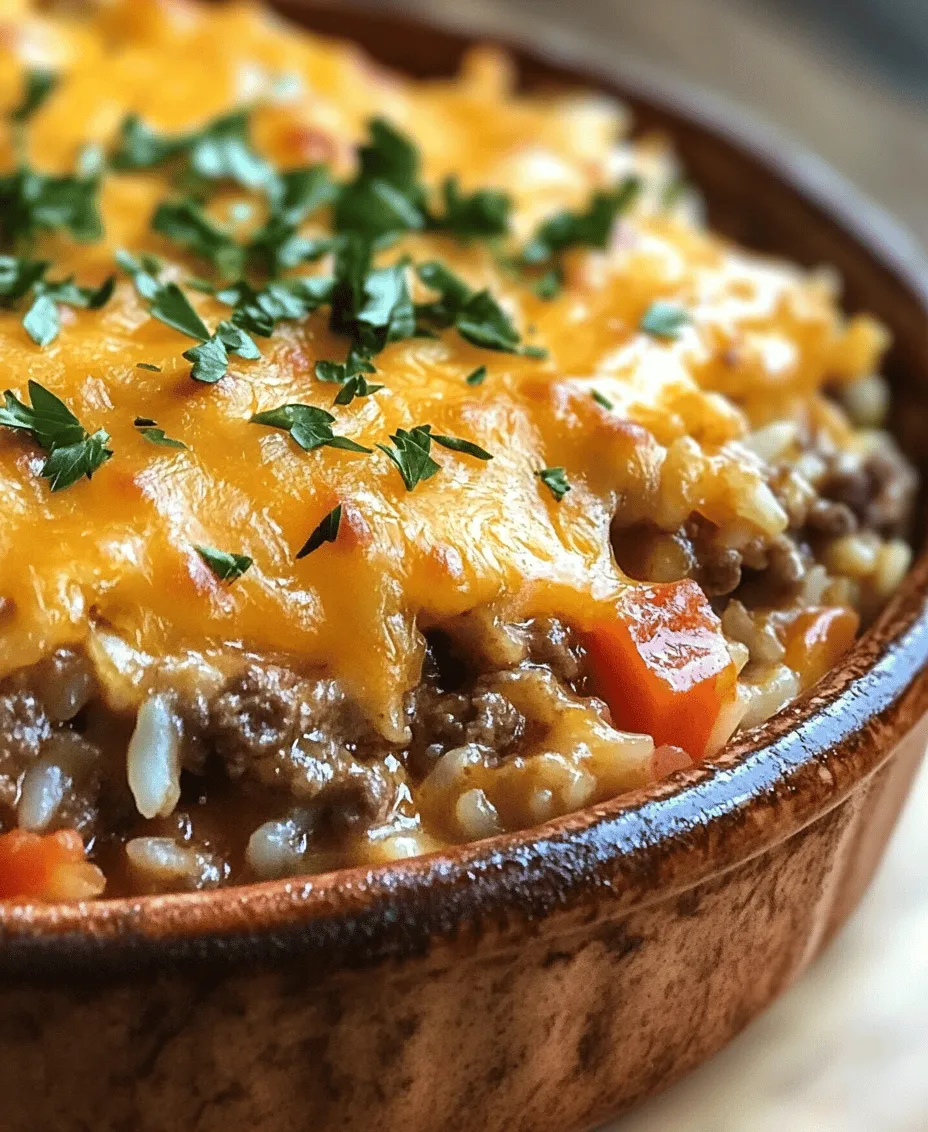 If you're looking for a meal that combines comfort, simplicity, and satisfaction, look no further than the Savory Cheesy Hamburger Rice Casserole. This hearty dish brings together the flavors of seasoned ground beef, aromatic vegetables, and a gooey layer of melted cheese, all enveloped in a warm, fluffy rice base. It's the perfect solution for busy weeknights when you want something delicious without spending hours in the kitchen. This casserole not only serves as a filling dinner but also promises to be a family favorite that can be enjoyed by everyone at the table.