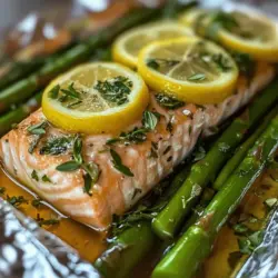 Baked Salmon in Foil with Asparagus and Lemon Garlic Butter Sauce is a dish that perfectly embodies the essence of healthy cooking without compromising on flavor. This recipe is not only a feast for the eyes but also a delight for the palate, making it an ideal choice for both weeknight dinners and special occasions. The combination of tender salmon, crisp asparagus, and a zesty, buttery sauce creates a harmonious blend that is sure to impress your family and friends.