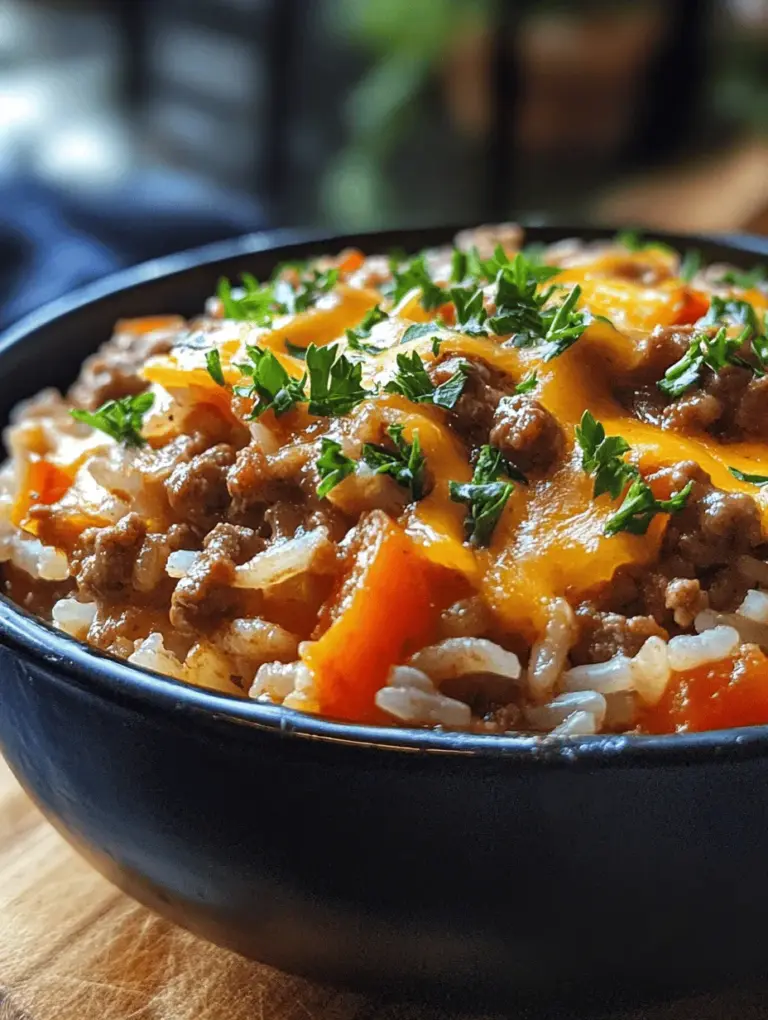 When it comes to comfort food, nothing quite compares to a hearty one-pot meal that warms the soul and satisfies the appetite. The Savory One-Pot Beef and Rice Casserole is the epitome of cozy dining, bringing together succulent ground beef, fluffy rice, and a medley of vegetables, all simmered together in a flavorful broth. This dish is not only delicious but also embodies the essence of home-cooked meals, making it a perfect choice for busy weeknights and family gatherings alike.