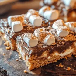 The S'mores Bars Delight transforms the beloved campfire treat into a convenient, easy-to-make dessert that can be enjoyed anytime, anywhere. No need for a campfire or outdoor setting; these bars bring the nostalgic taste of s'mores directly to your kitchen. With a chewy, buttery crust, layers of melted chocolate, and fluffy mini marshmallows, this recipe captures all the essence of traditional s'mores, but with the added benefit of being a sliceable treat that’s perfect for sharing at parties, picnics, or simply enjoying at home with family.