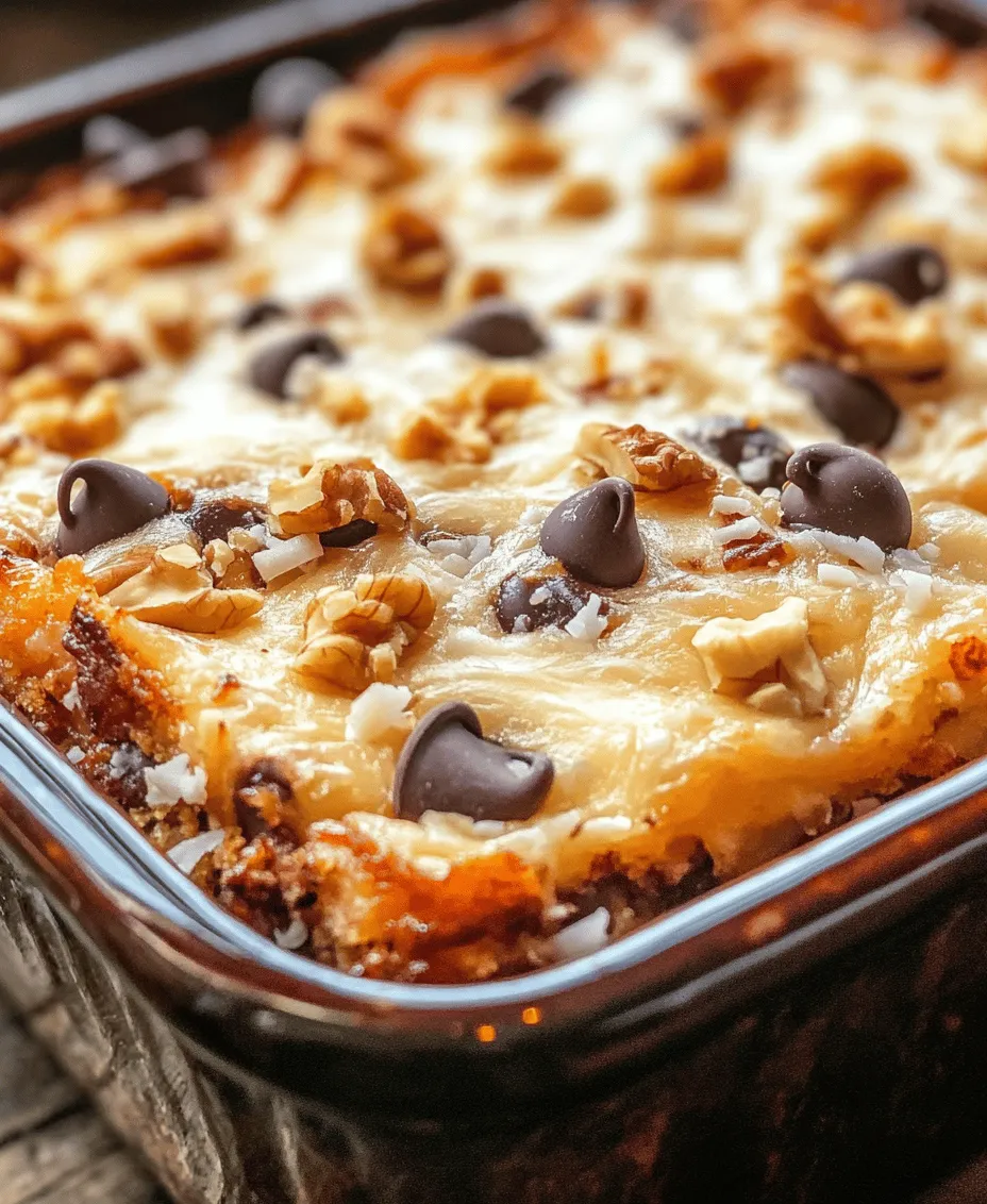 The 7 Layer Bar, often referred to as Magic Bars, has a nostalgic place in American dessert culture. Though the exact origins of the recipe are somewhat elusive, it is widely believed to have emerged in the 1960s and 1970s alongside the rise of convenience cooking. The combination of easily accessible ingredients such as sweetened condensed milk, chocolate chips, and shredded coconut made these bars a hit, especially among busy homemakers seeking quick yet impressive desserts.