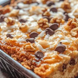 The 7 Layer Bar, often referred to as Magic Bars, has a nostalgic place in American dessert culture. Though the exact origins of the recipe are somewhat elusive, it is widely believed to have emerged in the 1960s and 1970s alongside the rise of convenience cooking. The combination of easily accessible ingredients such as sweetened condensed milk, chocolate chips, and shredded coconut made these bars a hit, especially among busy homemakers seeking quick yet impressive desserts.