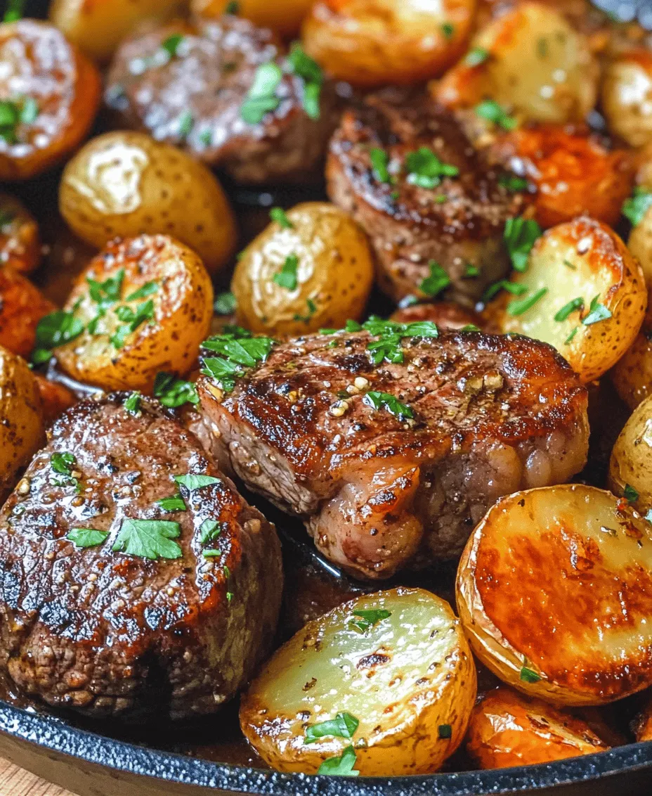 If you're searching for a meal that combines robust flavors with effortless preparation, look no further than the savory garlic butter steak and potatoes skillet. This delightful one-pan dish not only tantalizes your taste buds with the rich, succulent taste of sirloin steak but also offers the comforting satisfaction of perfectly roasted baby potatoes, all infused with the aromatic allure of garlic and butter.