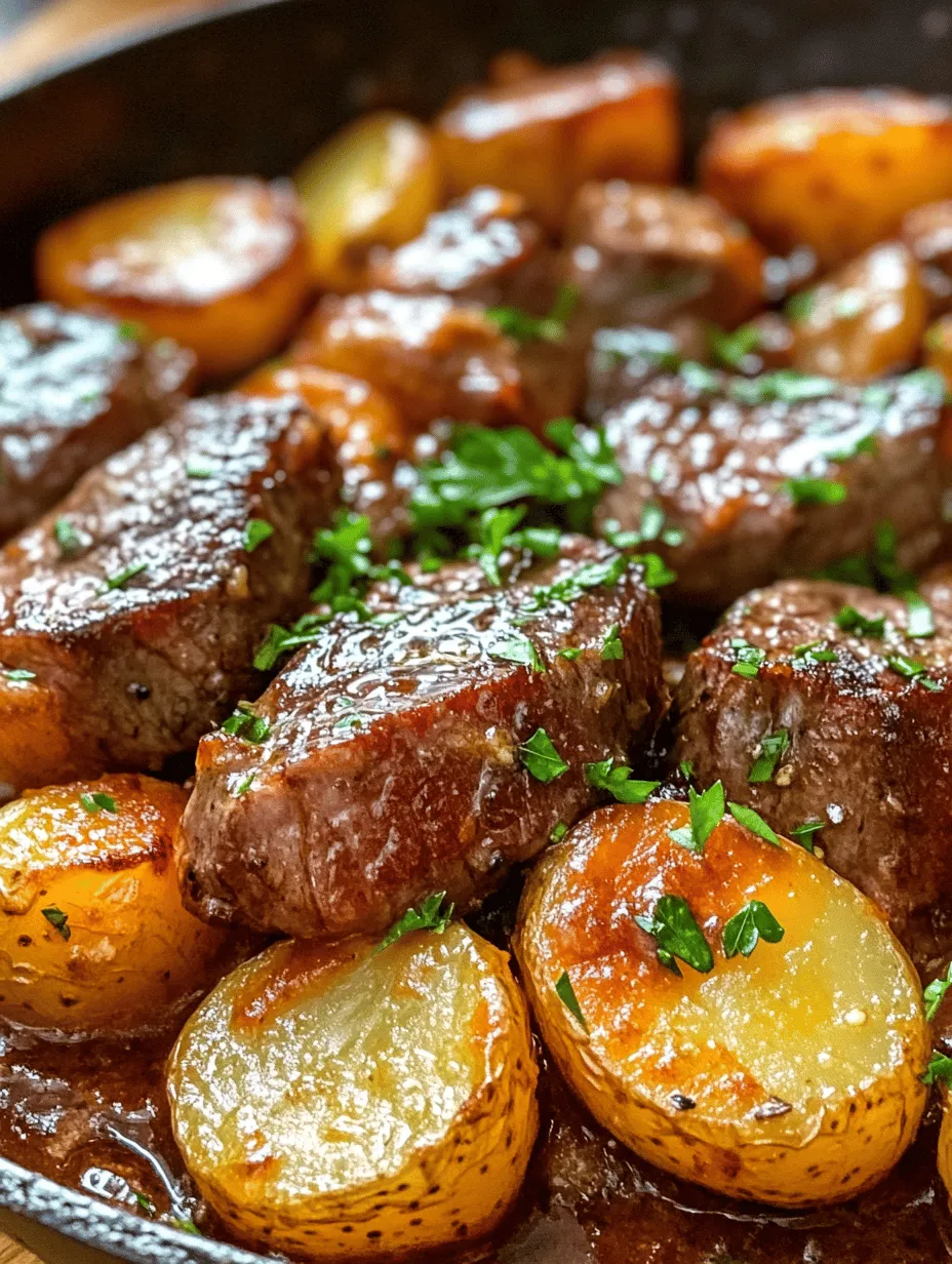 If you're searching for a meal that combines robust flavors with effortless preparation, look no further than the savory garlic butter steak and potatoes skillet. This delightful one-pan dish not only tantalizes your taste buds with the rich, succulent taste of sirloin steak but also offers the comforting satisfaction of perfectly roasted baby potatoes, all infused with the aromatic allure of garlic and butter.