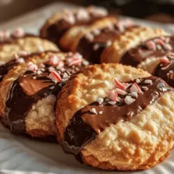 Once your cookie dough is well-mixed, it’s time to add in the crushed candy canes. This step is crucial as it not only enhances the flavor of your Peppermint Bliss Chocolate Dipped Cookies but also adds a delightful texture. When folding in the candy canes, be gentle. Use a spatula to carefully incorporate them into the dough without overmixing. This ensures that the candy pieces are evenly distributed throughout the dough, allowing every bite to carry that refreshing peppermint flavor.