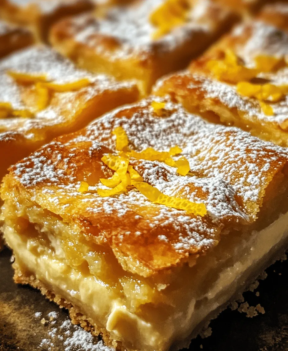 If you're searching for a dessert that harmonizes the bright and zesty flavors of lemon with the smooth creaminess of cream cheese, look no further than Zesty Lemon Cream Cheese Delight Bars. These bars are not just a treat for the taste buds; they evoke a refreshing experience that perfectly balances sweetness and tanginess. Ideal for gatherings, picnics, or any occasion that calls for a light yet satisfying dessert, these delightful bars are bound to impress your guests and elevate your dessert game.