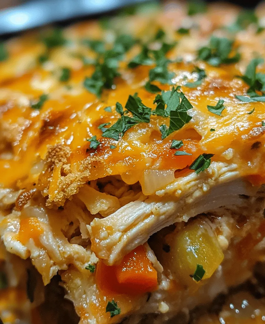 If you're in search of a dish that embodies comfort, satisfaction, and a touch of indulgence, look no further than <strong>Million Dollar Chicken Casserole</strong>. This delightful casserole has earned its place as a staple at family dinners, potlucks, and casual gatherings, earning praise for its rich flavors and uncomplicated preparation. The appeal of this dish extends beyond its name; it’s a recipe that promises a crowd-pleasing meal without demanding hours in the kitchen.” /></p>
</p>
<h3>Baking the Casserole</h3>
</p>
<p>Baking the Million Dollar Chicken Casserole is a straightforward process that yields delicious results. Preheat your oven to 350°F (175°C) before placing your casserole inside. The typical baking time for this dish is around 30 to 40 minutes. However, it’s crucial to pay attention to several indicators to ensure your casserole is perfectly cooked.</p>
</p>
<p>As it bakes, look for visual cues such as bubbling edges and a golden-brown topping. These signs indicate that the ingredients are heated through and the cheese is melting beautifully. You can use a food thermometer to check the internal temperature, which should reach at least 165°F (74°C) to ensure the chicken is fully cooked.</p>
</p>
<p>Once the casserole is done, it’s important to let it cool for about 10 to 15 minutes before serving. This resting period allows the flavors to meld together and makes it easier to cut into portions without it falling apart. The cooling also enhances the taste, allowing the creamy sauce to thicken slightly, resulting in a richer experience.</p>
</p>
<h3>Serving Suggestions</h3>
</p>
<p>When it comes to serving Million Dollar Chicken Casserole, the possibilities are endless. This dish makes for a perfect main course, but you can elevate your meal by pairing it with various sides. Here are some ideas:</p>
</p>
<p>– <strong>Green Salad</strong>: A simple green salad with a light vinaigrette is a refreshing complement to the rich flavors of the casserole. The crisp vegetables provide a nice contrast to the creamy chicken.</p>
<p>– <strong>Garlic Bread</strong>: Serve warm garlic bread alongside the casserole for a comforting touch. The bread can be used to scoop up the casserole, making each bite even more enjoyable.</p>
<p>– <strong>Steamed Vegetables</strong>: Consider adding steamed broccoli, green beans, or carrots to your meal. These vegetables add color and nutritional value to your plate.</p>
</p>
<p>If you find yourself with leftovers—though it may be hard to have any left after a family meal—there are creative ways to repurpose them. Try using the leftover casserole as a filling for wraps; simply scoop it onto a tortilla, add some fresh greens, and roll it up. Another idea is to use it as a topping for baked potatoes, transforming a simple dish into a hearty meal. Just cut open a baked potato, spoon on the casserole, and enjoy!</p>
</p>
<h3>Nutritional Information</h3>
</p>
<p>Understanding the nutritional value of your meals is essential, especially when preparing dishes like Million Dollar Chicken Casserole. On average, a serving of this casserole contains approximately:</p>
</p>
<p>– <strong>Calories</strong>: 450-500</p>
<p>– <strong>Protein</strong>: 30-35 grams</p>
<p>– <strong>Fat</strong>: 20-25 grams</p>
<p>– <strong>Carbohydrates</strong>: 30-35 grams</p>
<p>– <strong>Fiber</strong>: 2-3 grams</p>
</p>
<p>The primary health aspects of this casserole come from the chicken, which is a lean source of protein, and the vegetables, which contribute essential vitamins and minerals. The creamy sauce, while indulgent, can be adjusted for health by using low-fat dairy options or reduced-fat cream cheese.</p>
</p>
<p>For those looking to make healthier variations, consider substituting white rice with brown rice, which adds fiber and nutrients to the dish. You can also replace sour cream or regular cheese with low-fat alternatives without sacrificing flavor, making this casserole a more nutritious option while still appealing to the taste buds.</p>
</p>
<h3>The Comfort of Casseroles</h3>
</p>
<p>Casseroles like Million Dollar Chicken Casserole hold a special place in many households. They are often associated with family gatherings, potluck dinners, and cozy weeknight meals. The ease of preparation and the ability to feed a crowd make casseroles a staple in home cooking.</p>
</p>
<p>Many people have nostalgic feelings tied to casseroles, often recalling memories of family members preparing them during special occasions. The warmth and heartiness of these dishes evoke a sense of comfort and togetherness, making them perfect for sharing with loved ones.</p>
</p>
<p>Readers often share stories about how their families enjoyed this casserole at gatherings, celebrating birthdays, or just on a chilly evening while watching movies. These shared experiences enhance the emotional connection we have to this dish, making it more than just a meal but a cherished tradition in many homes.</p>
</p>
<h3>Conclusion</h3>
</p>
<p>In summary, the Million Dollar Chicken Casserole is more than just a delicious recipe; it is an integral part of family meals, offering comfort and satisfaction with every bite. Its versatility allows it to fit into various occasions, whether it’s a casual weeknight dinner or a festive gathering with friends and family.</p>
</p>
<p>With its ease of preparation and delightful taste, this casserole is bound to become a favorite in your home. We encourage you to try this recipe and enjoy all the warmth and joy it brings to your table. Whether serving it for a special occasion or simply enjoying it during a cozy evening, the Million Dollar Chicken Casserole promises to deliver comforting flavors that resonate with everyone.</p>
</div>