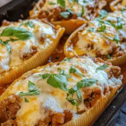 In the realm of comfort food, few dishes can rival the deliciousness of Cheesy Beef-Stuffed Pasta Shells. This beloved dish brings together the richness of ground beef, the creaminess of cheeses, and the tangy goodness of marinara sauce, all snugly wrapped in tender jumbo pasta shells. The combination of flavors and textures makes it a hearty meal that appeals to both children and adults alike. Whether you are planning a cozy family dinner or hosting a gathering with friends, these stuffed shells are not only satisfying but also relatively easy to prepare.