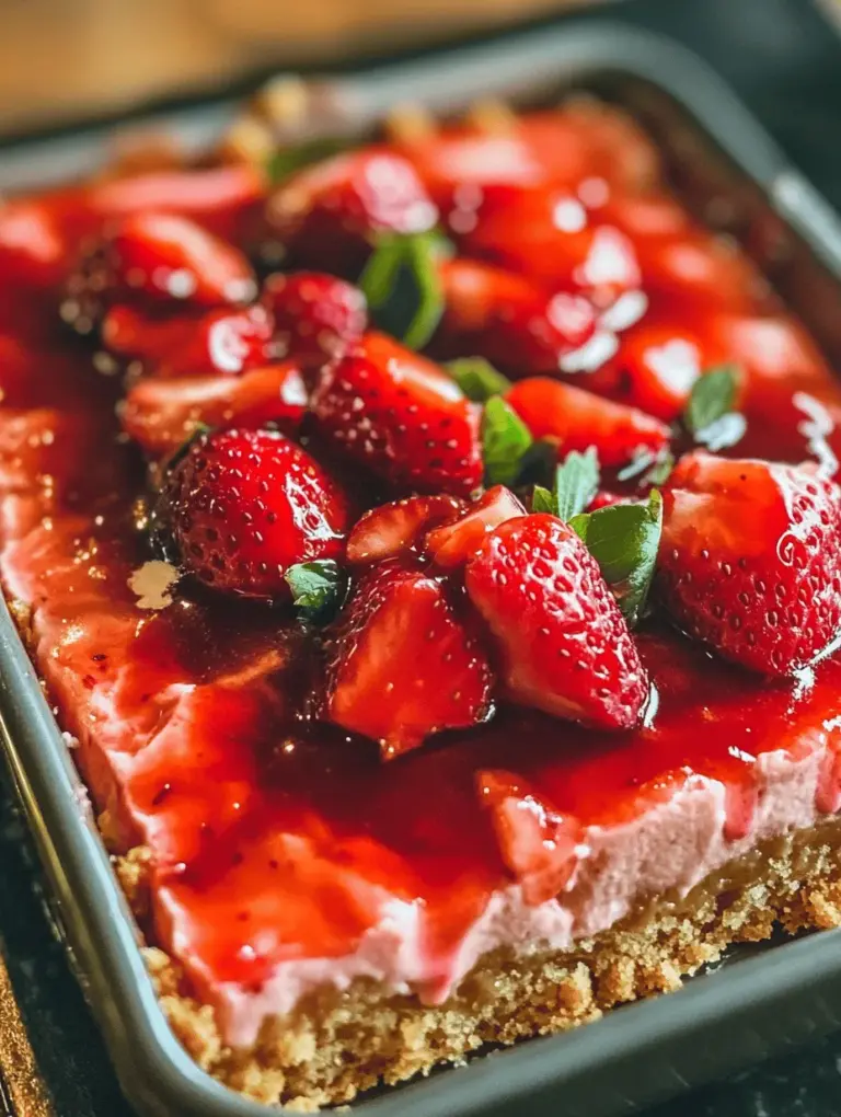 Strawberry cheesecake bars are a delightful blend of creamy, rich cheesecake and the refreshing sweetness of fresh strawberries. These bars are more than just a dessert; they capture the essence of summer and celebration, making them perfect for a range of occasions—from family gatherings and birthday parties to serene summer picnics in the park. With each bite, you experience the luscious creaminess of cheesecake paired with the tartness of strawberries, creating a harmonious balance that will satisfy any sweet tooth.