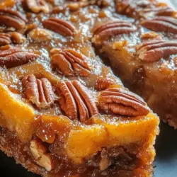 The Southern Pecan Upside Down Cake is a delightful dessert that captivates the senses with its rich flavors and inviting aroma. This cake is not just a treat for the palate; it is a nod to Southern hospitality, embodying the warmth and comfort of family gatherings and festive occasions. With a luscious topping of caramelized pecans, this cake presents a beautiful contrast between the buttery, soft cake and the crunchy, nutty pecan layer. The experience of flipping this cake upside down reveals a stunning, glossy finish that is sure to impress guests at any gathering.