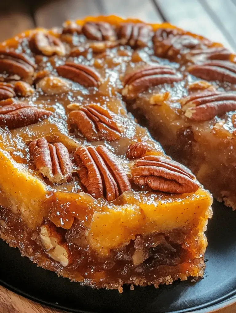 The Southern Pecan Upside Down Cake is a delightful dessert that captivates the senses with its rich flavors and inviting aroma. This cake is not just a treat for the palate; it is a nod to Southern hospitality, embodying the warmth and comfort of family gatherings and festive occasions. With a luscious topping of caramelized pecans, this cake presents a beautiful contrast between the buttery, soft cake and the crunchy, nutty pecan layer. The experience of flipping this cake upside down reveals a stunning, glossy finish that is sure to impress guests at any gathering.