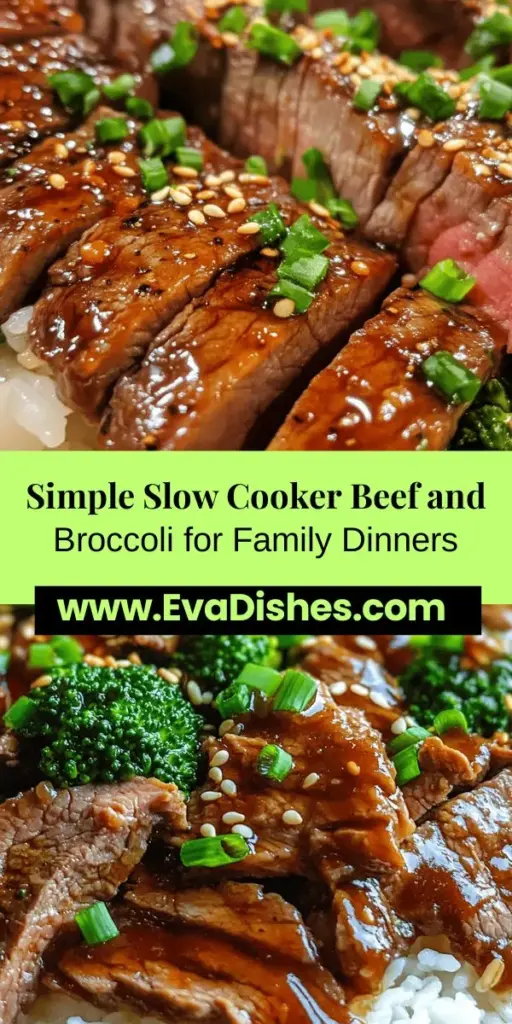 Looking for a family-friendly meal that’s easy to make? Try this Easy Slow Cooker Beef and Broccoli Delight! It features tender flank steak, vibrant broccoli, and a rich savory sauce, all cooked to perfection with minimal effort. Ideal for busy weeknights or impressing guests! With simple, fresh ingredients, this dish is delicious and nutritious. Make it your go-to slow cooker recipe! #SlowCookerRecipes #FamilyMeals #BeefAndBroccoli #CookingMadeEasy #HealthyEating #Homecooking