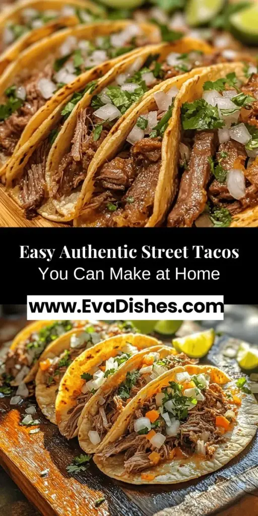 Discover the vibrant world of authentic street tacos with our easy slow cooker recipe! Capture the essence of Mexico by creating these flavorful treats in the comfort of your home. With simple ingredients like beef chuck roast, fresh toppings, and warm corn tortillas, your tacos will shine. Perfect for gatherings or a casual dinner. Dive into the deliciousness and savor the experience! #StreetTacos #HomemadeTacos #MexicanCuisine #Foodie #SlowCookerRecipes #TacoNight