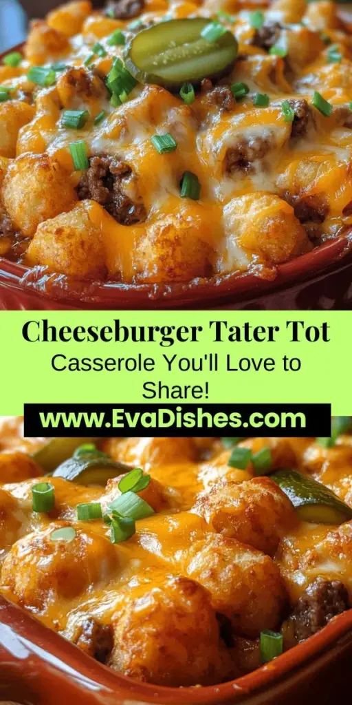 Discover the ultimate comfort food with our Ultimate Cheeseburger Tater Tot Casserole recipe! This easy, one-pan dish combines the savory flavors of cheeseburgers and crispy tater tots, perfect for family dinners or potlucks. With ground beef, melty cheddar cheese, and a golden topping, it's a crowd-pleaser that will have everyone coming back for seconds. Don’t miss out on this delicious and hearty meal! #Casserole #Cheeseburger #TaterTots #ComfortFood #FamilyDinner #RecipeIdeas