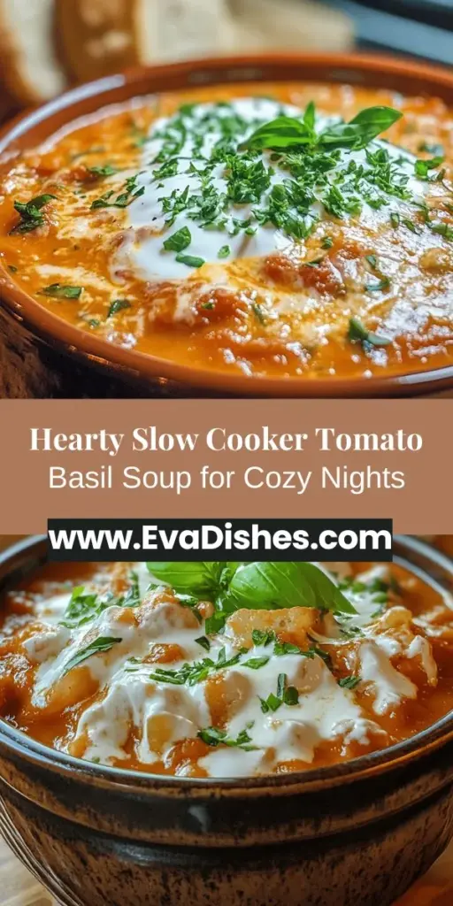 Warm up your winter days with this Cozy Slow Cooker Creamy Tomato Basil Soup recipe. This comforting dish combines rich crushed tomatoes and fresh basil for a flavorful experience. The slow cooker method allows the ingredients to meld beautifully, creating a creamy, satisfying soup that’s perfect for sharing or enjoying solo. With easy-to-follow steps and simple ingredients, this delightful meal is both nutritious and soothing—ideal for chilly evenings or a cozy weekend gathering.