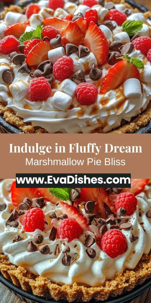 Indulge in the light and airy delight of the Fluffy Dream Marshmallow Pie! This no-bake dessert features fluffy marshmallows, a creamy filling, and a crunchy graham cracker crust, making it perfect for warm weather gatherings or cozy nights in. With minimal effort, you can create an impressive treat that can be customized with chocolate chips or fresh fruit. Elevate any occasion with this delicious pie! #MarshmallowPie #DessertRecipe #BakingFun #SweetTreats #NoBakeDesserts #FluffyPie