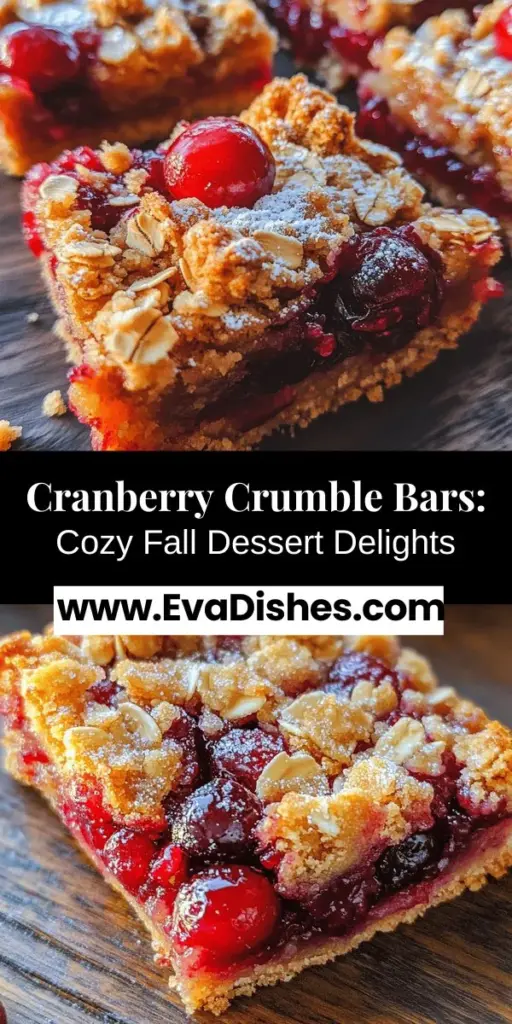 Indulge in the sweet and tart flavors of homemade cranberry crumble bars, the perfect dessert for fall gatherings! With a buttery crumble crust and luscious cranberry filling, these bars are simple to make and sure to impress. Discover the joy of baking from scratch while enjoying the nutritional benefits of cranberries. Perfect for cozy nights or festive occasions. Try this delicious recipe today! #CranberryCrumble #FallDesserts #BakingFromScratch #HomemadeTreats #CranberryRecipes