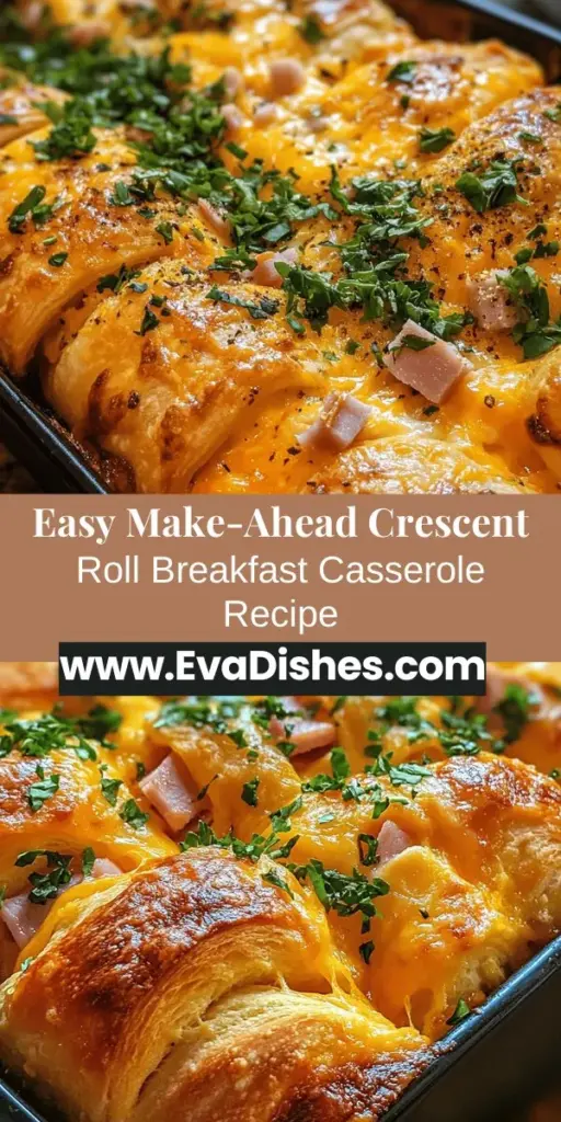 Start your day off right with this Make-Ahead Crescent Roll Breakfast Casserole! It's a delicious one-dish meal perfect for busy mornings or cozy brunches. With layers of flaky crescent rolls, eggs, cheese, and your choice of meats and veggies, it offers a quick and easy solution for breakfast lovers. Prep it ahead of time and enjoy the convenience of popping it into the oven when you’re ready to eat! #BreakfastCasserole #MakeAheadRecipes #BrunchIdeas #CrescentRolls #EasyRecipes #FamilyMeals #ComfortFood