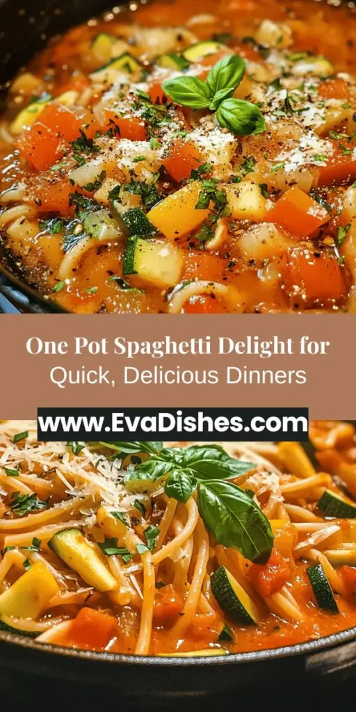 Discover the joys of quick meals with this Easy One Pot Spaghetti Delight! Perfect for busy days, this vibrant dish combines spaghetti, fresh veggies, and savory spices all in one pot, making cleanup a breeze. It's nutritious and delicious, ideal for family dinners or meal prepping. Enhance with your favorite herbs or proteins for a personalized touch. Try this hassle-free recipe tonight! #OnePotMeal #Spaghetti #EasyCooking #HealthyEating #FamilyDinner #RecipeIdeas #QuickMeals