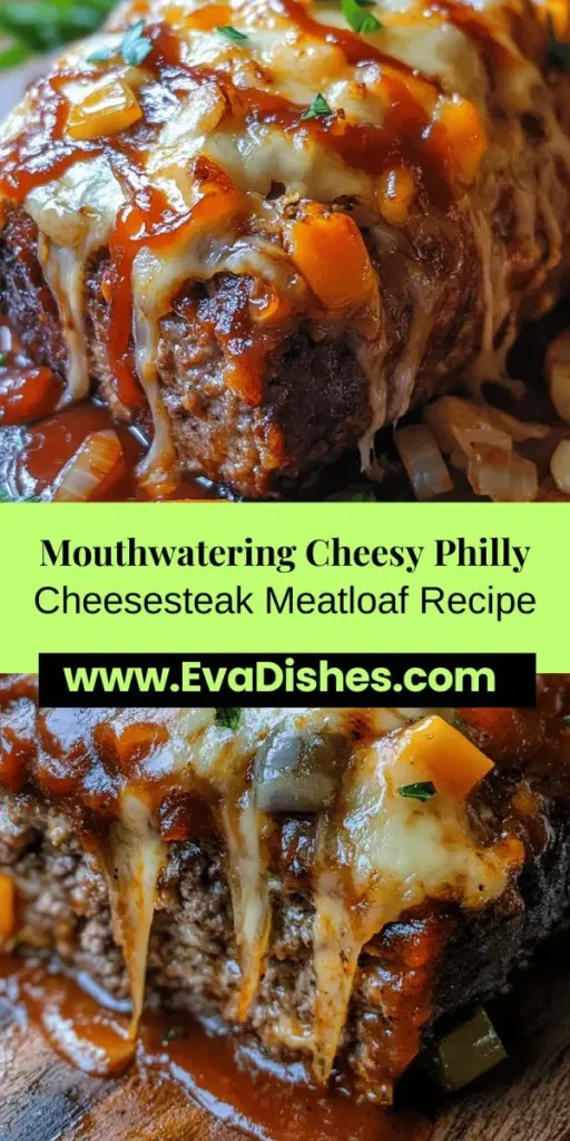 Discover a mouthwatering twist on a classic with this Cheesy Philly Cheesesteak Meatloaf recipe! Combining seasoned ground beef, gooey cheddar and provolone, and vibrant sautéed veggies, this dish offers a delightful flavor and texture explosion. Perfect for weeknight dinners or special occasions, it will impress family and friends alike. Enjoy this savory comfort food with mashed potatoes or a fresh salad! #Meatloaf #ComfortFood #PhillyCheesesteak #CookingAtHome #FamilyMeals #RecipeIdeas #Foodie