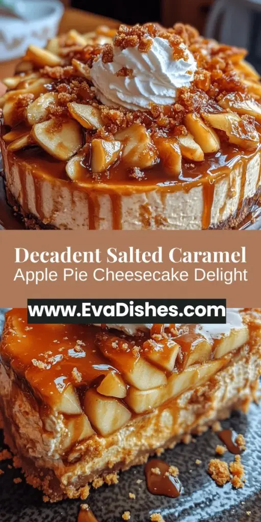 Elevate your dessert game with this Salted Caramel Apple Pie Cheesecake! This indulgent treat combines the rich creaminess of cheesecake with classic apple pie flavors and a luscious salted caramel drizzle. Perfect for holidays, family gatherings, or any special occasion, it delights both the taste buds and the eyes. Impress your guests with this stunning centerpiece and leave them asking for seconds! #Cheesecake #Dessert #Baking #ApplePie #SaltedCaramel #RecipeIdeas #Foodie