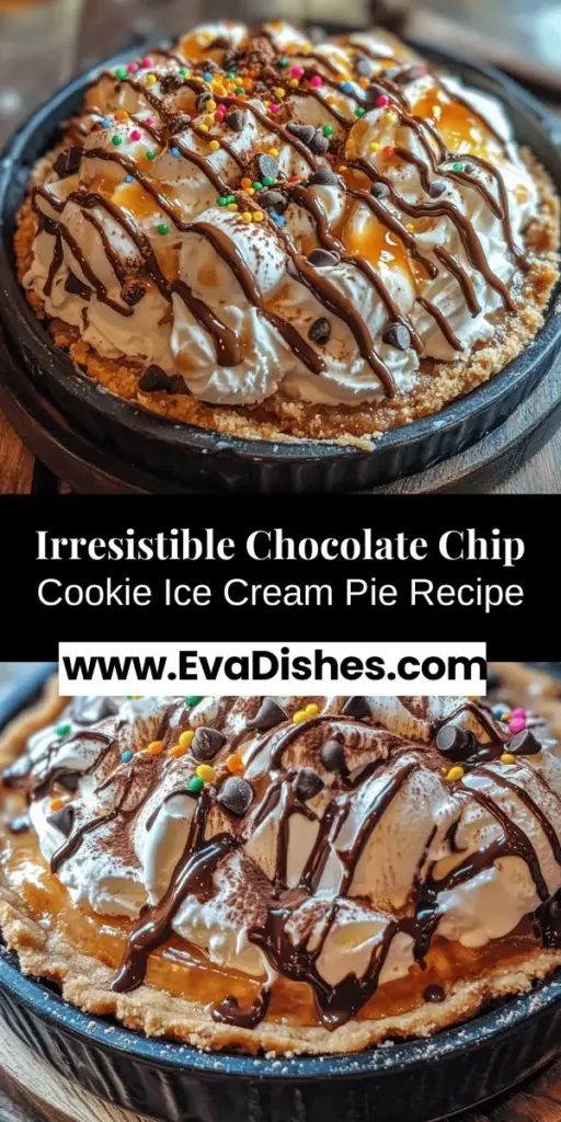 Discover the ultimate dessert with this Chocolate Chip Cookie Ice Cream Pie recipe! Combining a crunchy cookie crust with creamy vanilla ice cream and mini chocolate chips, this indulgent treat is sure to delight your taste buds. Perfect for any occasion, from summer barbecues to birthday parties, it’s a nostalgic dessert everyone will love. Get creative with ice cream flavors and toppings for a personalized twist! #Dessert #IceCreamPie #CookieCrust #ChocolateChipCookies #SummerTreats #BakingFun #SweetTooth