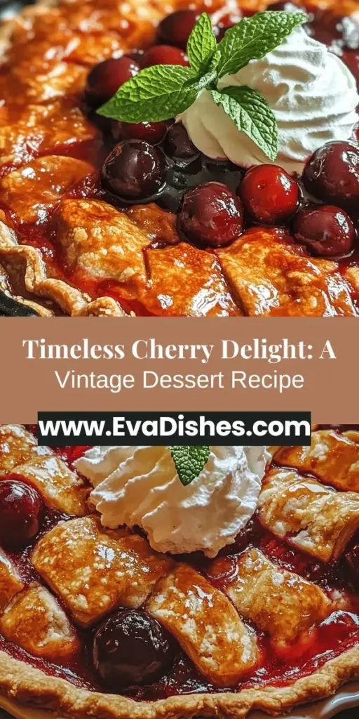 Discover the joy of baking with Classic Cherry Delight, a timeless dessert that combines fresh cherries and a flaky crust for a delicious treat. Perfect for summer gatherings or cozy nights in, this easy recipe allows bakers of all skill levels to create a stunning pie. Enjoy the sweet-tart flavor of ripe cherries, enhanced by a buttery filling and served with whipped cream or ice cream for an extra special touch. Explore the simplicity and delight of this classic favorite!