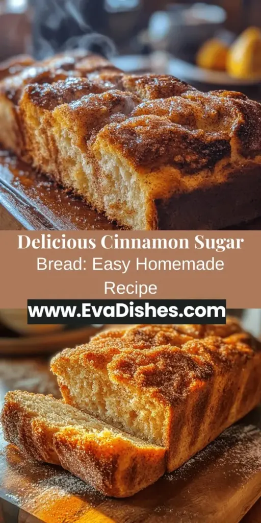 Bake up some joy with this Easy Cinnamon Sugar Bread recipe! This delightful loaf is perfect for breakfast or dessert, combining warm, spiced flavors with a crunchy topping. With simple ingredients and an easy step-by-step guide, both novice and seasoned bakers can enjoy making this comforting treat. Share it with friends and family for sweet moments together! #CinnamonSugarBread #BakingFun #EasyRecipes #ComfortFood #HomemadeDelight