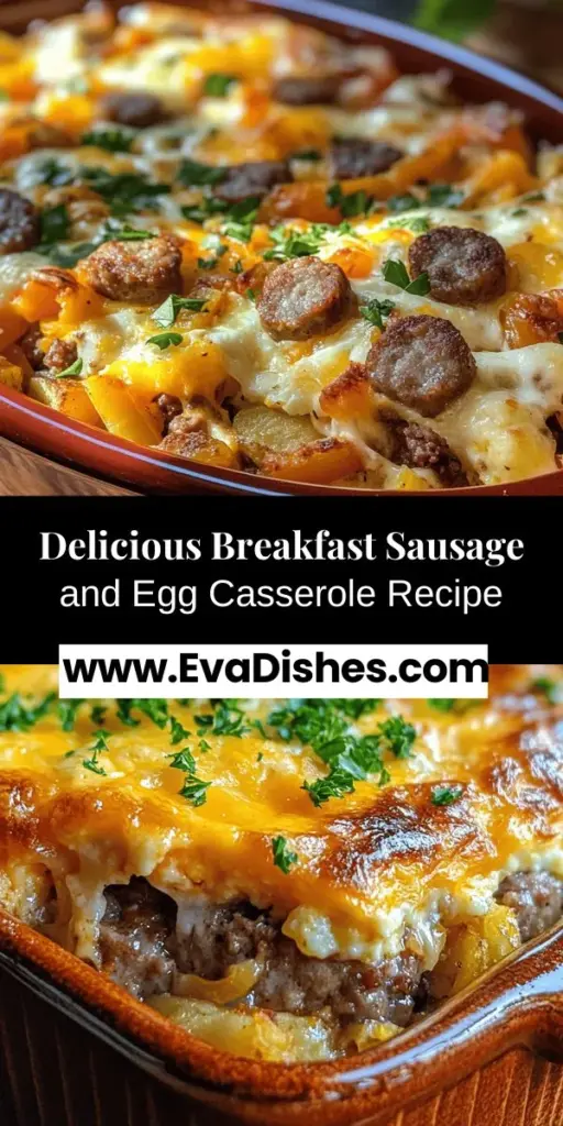 Kickstart your morning with a Classic Breakfast Sausage and Egg Casserole that's sure to impress! This hearty dish combines savory sausage, fluffy eggs, and colorful veggies for a satisfying meal. Perfect for busy weekdays or leisurely weekend brunches, it's easy to prepare and customize to your taste. Whether it's a holiday gathering or a simple family breakfast, this casserole offers a delicious, nutritious start to your day. Discover the joy of casseroles! #BreakfastCasserole #SausageEggCasserole #BrunchRecipes #MealPrep #FamilyBreakfast #HealthyEating #ComfortFood #CasseroleRecipes #QuickMeals