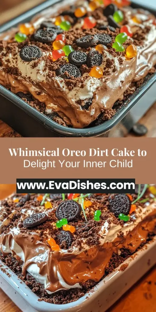 Indulge in the whimsical delight of Oreo Dirt Cake! This playful dessert combines creamy layers with crunchy crushed Oreos, resembling a charming pot of dirt. Perfect for parties and family gatherings, it's easy to make and brings out the kid in everyone. With a blend of nostalgic flavors and fun toppings like gummy worms, this cake is sure to impress. Get ready to share smiles and slices with this delightful treat! #OreoDirtCake #DessertRecipe #BakingFun #PartyDesserts #WhimsicalTreats