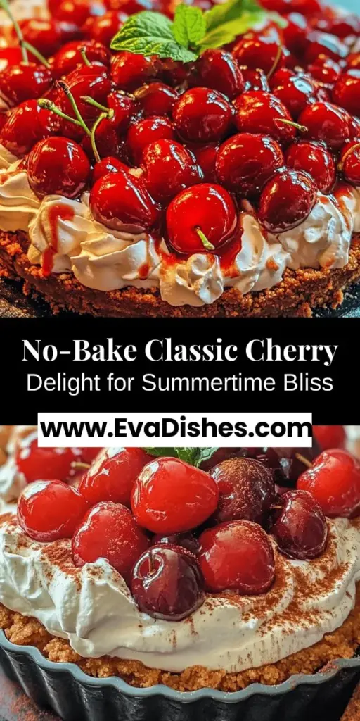 Discover the refreshing and vibrant flavors of Classic Cherry Delight, a no-bake dessert that’s perfect for summer gatherings! With a buttery graham cracker crust, luscious cherry filling, and airy whipped cream, this treat is both satisfying and visually stunning. It’s easy to prepare and a great way to celebrate seasonal cherries. Impress your friends and family with this delightful dessert! #CherryDelight #NoBakeDessert #SummerTreats #CherryRecipes #DessertHeaven