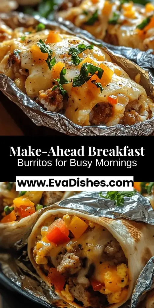 Busy mornings just got easier with these Make-Ahead Freezer Breakfast Burritos! Packed with protein, veggies, and delicious flavors, you can prep these nutritious burritos in advance for a quick and satisfying meal. Simply reheat and enjoy a wholesome breakfast without fuss. Perfect for anyone looking to streamline their mornings without compromising on taste or nutrition. Try them out today! #BreakfastBurritos #MealPrep #HealthyEating #FreezerMeals #BusyMornings #MakeAheadMeals