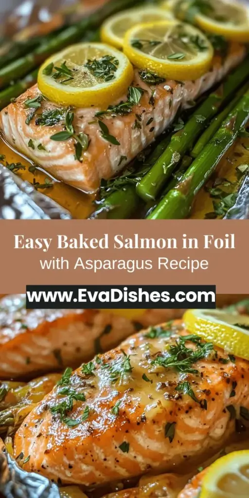 Discover the deliciousness of Baked Salmon in Foil with Asparagus and Lemon Garlic Butter Sauce! This healthy and flavorful dish is perfect for weeknight dinners or special occasions. With minimal prep and simple ingredients, you'll impress family and friends with tender salmon and crisp asparagus, all wrapped in foil for easy cleanup. Elevate your meal with the zesty, buttery sauce that ties it all together. Try it today! #BakedSalmon #HealthyEating #EasyRecipes #Asparagus #DinnerInspo