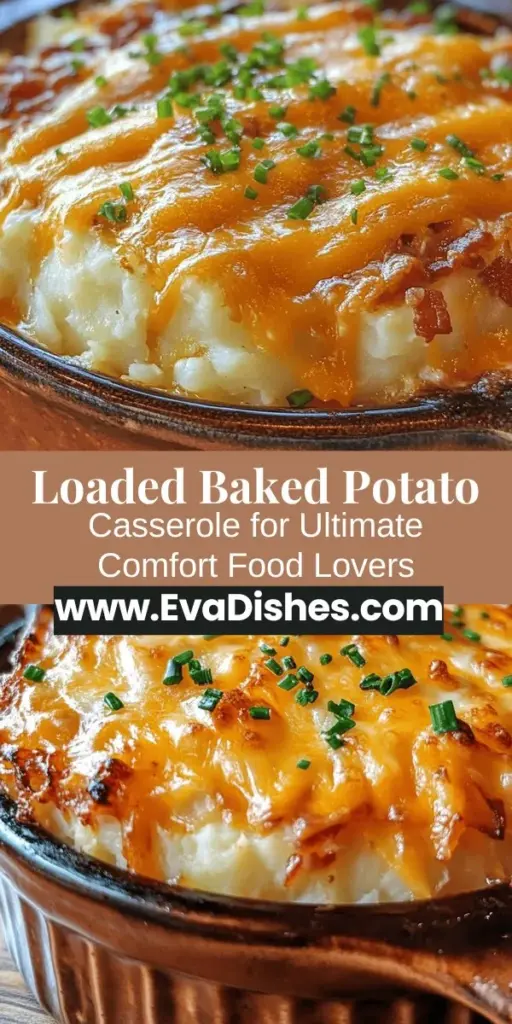 Indulge in the ultimate comfort food with Loaded Baked Potato Casserole. This dish transforms the nostalgic flavors of a classic baked potato into a creamy, cheesy casserole that's perfect for any occasion. Featuring fluffy russet potatoes, rich cheddar cheese, crispy bacon, and tangy sour cream, it’s a hearty meal that warms the heart. Easy to prepare and a guaranteed crowd-pleaser, this casserole is a delicious twist on a family favorite you’ll want to make again and again.