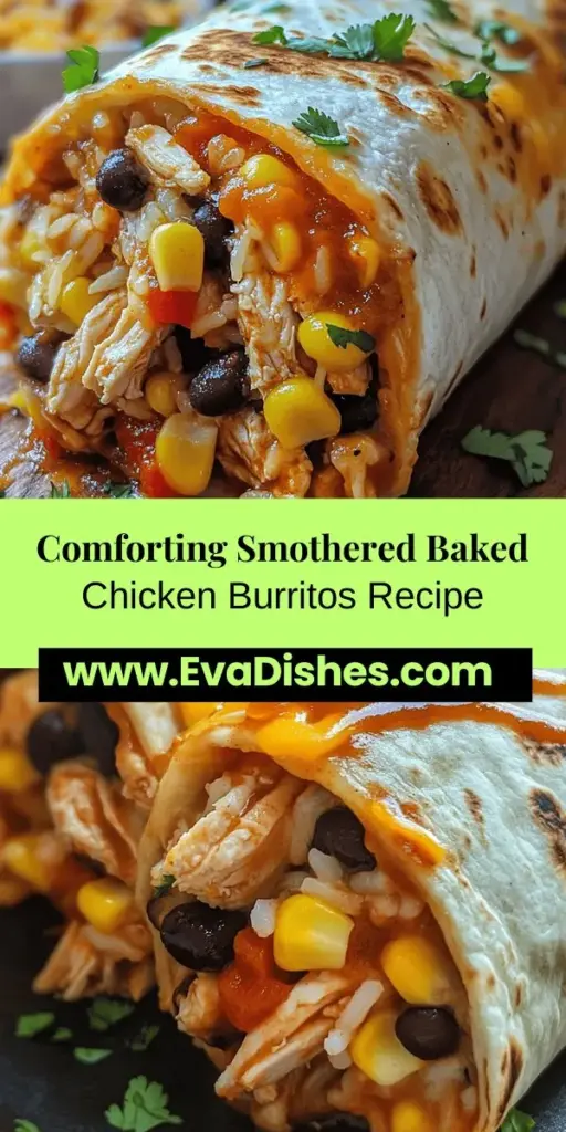 Get ready to indulge in the comforting goodness of Smothered Baked Chicken Burritos! This delightful dish is perfect for families and gatherings, combining shredded chicken, black beans, corn, and creamy cheese, all smothered in rich enchilada sauce. Easy to prepare and customizable, these burritos are a weeknight favorite that will impress everyone at the table. Discover variations for dietary needs and tips for perfecting each bite! #BakedChickenBurritos #ComfortFood #DinnerIdeas #MexicanCuisine #FamilyMeals #RecipeInspo #FoodieFun #MealPrep