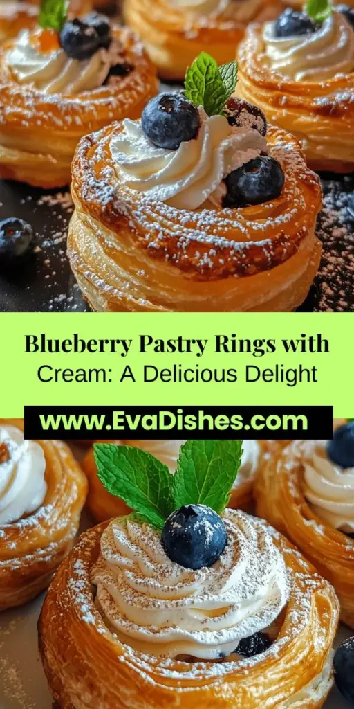 Indulge in the delightful flavors of Blueberry Pastry Rings with Vanilla Cream Filling! This stunning dessert features fresh blueberries nestled in flaky puff pastry, topped with a creamy, rich vanilla filling. Perfect for any occasion, these pastry rings are easy to make, making them accessible for bakers of all skill levels. Impress your guests or enjoy a sweet treat at home with this heavenly recipe! #BlueberryDessert #PastryRings #BakingJoy #VanillaCream #DessertLovers #FoodieFun