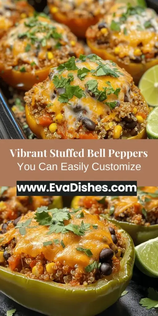 Brighten up your dinner with colorful stuffed bell peppers! This delicious dish is not only visually appealing but also packed with nutrients and can be adapted for various dietary preferences. From hearty grains to vibrant veggies and flavorful spices, these peppers offer endless possibilities. Perfect for family meals or gatherings, they're sure to impress! Try them today and unleash your culinary creativity. #StuffedPeppers #HealthyEating #MealPrep #Vegan #GlutenFree #DinnerInspo