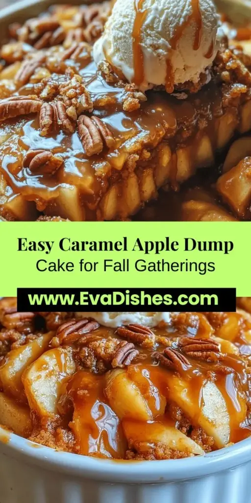 Indulge in the warmth of fall with this easy Caramel Apple Dump Cake! Perfect for gatherings or cozy nights at home, this simple dessert layers sweet apple pie filling, buttery yellow cake mix, and rich caramel sauce for a mouthwatering treat. It's all about minimal effort and maximum flavor. Serve warm with vanilla ice cream for a comforting finish. Get ready to impress your friends and family! #Dessert #FallRecipes #DumpCake #CaramelAppleDessert #EasyBaking