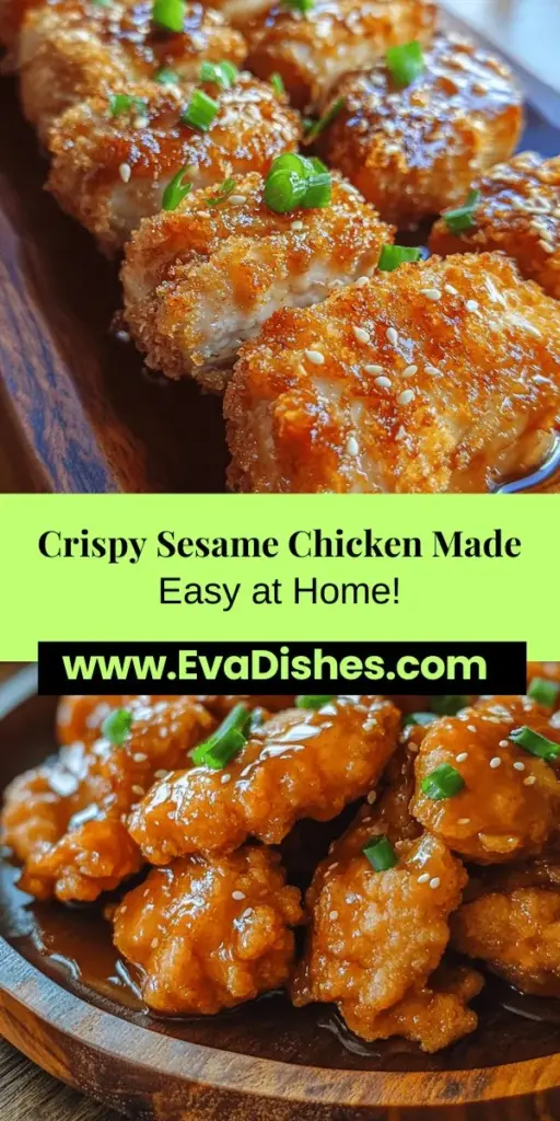 Craving the crunch of takeout? Try this easy homemade crispy sesame chicken recipe! You'll love how simple it is to create this sweet-savory dish, perfect for family dinners. With juicy chicken coated in a crispy breadcrumb layer and drizzled with a delectable sauce, it's a flavor explosion you'll want to revisit. Control your ingredients for a healthier twist, and enjoy the satisfaction of cooking at home! #SesameChicken #HomemadeRecipes #DinnerIdeas #CrispyChicken #ComfortFood