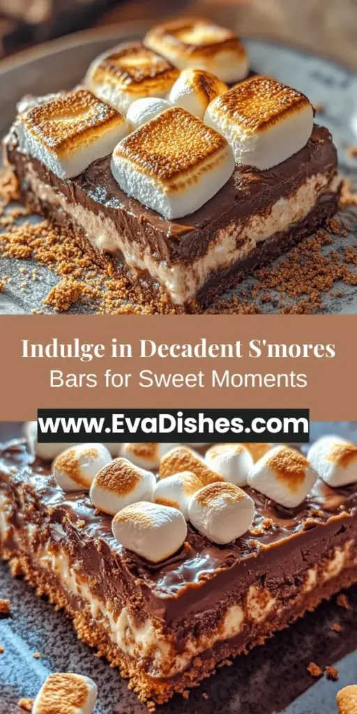 Indulge in the ultimate treat with these Decadent S'mores Bars! A perfect mix of chocolate, gooey marshmallows, and crunchy graham cracker crust, these bars bring a modern twist to a classic favorite. Perfect for any gathering or cozy night in, this easy recipe will elevate your dessert game. With rich flavors and a delightful texture, each bite will leave you wanting more. Get ready to impress your guests with this crowd-pleaser! #SmoresBars #DessertGoals #BakingJoy #SweetTreats #ChocolateLovers #HomeBaking