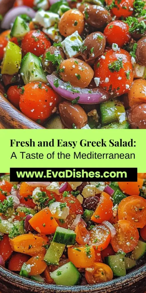 Discover the vibrant and refreshing Zesty Fresh and Easy Greek Salad that beautifully captures the essence of Mediterranean cuisine. Packed with colorful vegetables like cherry tomatoes, cucumbers, and bell peppers, along with Kalamata olives and creamy feta cheese, this salad is a celebration of health and flavor. It's easy to prepare and perfect for any occasion, whether as a light lunch or a festive side dish that everyone will love. Enjoy a taste of the Mediterranean right at your table!