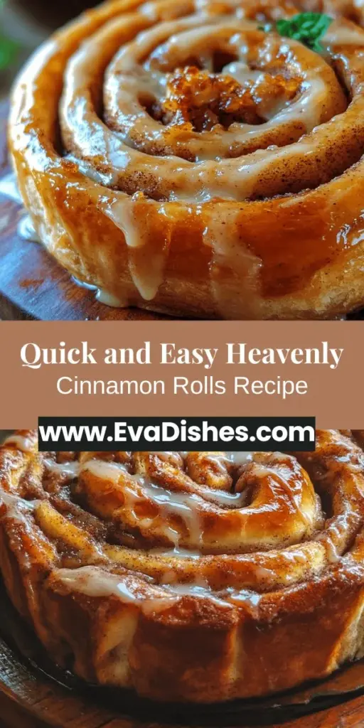 Transform your mornings with these Heavenly Quick Cinnamon Rolls! This delightful recipe allows you to enjoy warm, gooey rolls topped with sweet icing in no time. Perfect for any occasion, these rolls are made with simple ingredients like flour, sugar, and cinnamon, ensuring a fluffy texture and rich flavor. Follow our easy step-by-step guide to create a breakfast treat that everyone will love. #CinnamonRolls #Baking #Homemade #Breakfast #SweetTreats #ComfortFood