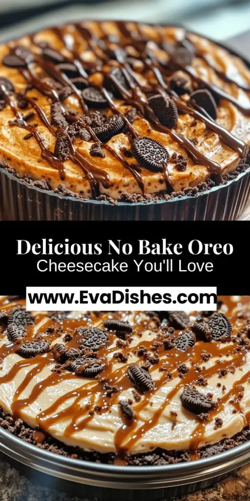 Indulge in the rich and creamy goodness of Decadent No Bake Oreo Cheesecake, the perfect dessert for any occasion! This easy recipe combines crushed Oreos and a simple cream cheese filling to create a delightful treat without turning on the oven. Its luscious texture and nostalgic flavor make it a crowd favorite. Perfect for summer gatherings or a cozy night in, this cheesecake is sure to impress family and friends alike. Follow our step-by-step guide and enjoy every bite!