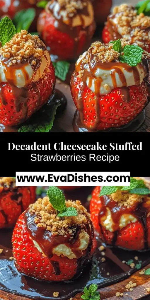 Treat yourself and your guests to a delightful dessert with these cheesecake stuffed strawberries! Perfectly combining the creamy richness of cheesecake with the natural sweetness of fresh strawberries, this recipe is a showstopper for any occasion. Easy to make and visually stunning, they're great for parties, picnics, or a sweet home treat. Follow this step-by-step guide to create a scrumptious dessert that will impress everyone! #DessertRecipes #CheesecakeStuffedStrawberries #SweetTreats #EasyDesserts #FruitDesserts #PartyFood #SummerRecipes