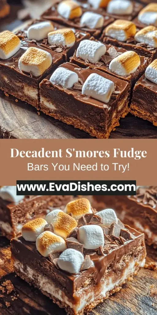 S'mores fudge bars bring the beloved summer treat into a decadent dessert that everyone will love! This simple recipe combines rich fudge, crunchy graham crackers, and gooey marshmallows for a delightful twist on the classic s'mores flavor. Perfect for barbecues, parties, or a sweet treat at home, these bars are easy to make and even more fun to share. Dive into nostalgia with this indulgent recipe! #Smores #Dessert #FudgeBars #Baking #SweetTreats #SummerRecipes