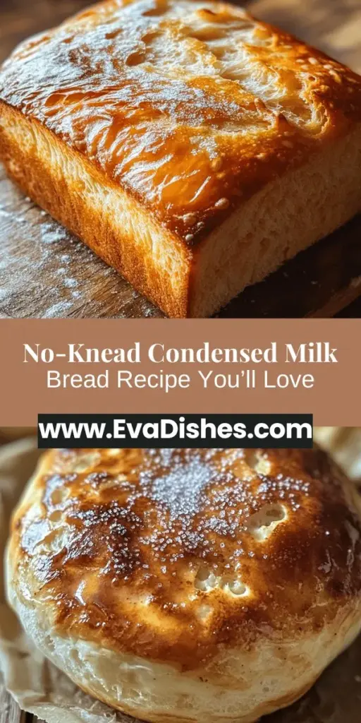 Discover the joy of baking with this easy recipe for Condensed Milk Bread! This sweet, soft loaf requires no kneading and no eggs, making it perfect for everyone. The delicious combination of sweetened condensed milk, all-purpose flour, and yeast creates a tender texture that’s hard to resist. Enjoy it for breakfast, snacks, or sandwiches. Try it today and savor the warmth of homemade bread! #CondensedMilkBread #NoKneadBread #BakingAtHome #HomemadeBread #EasyRecipes