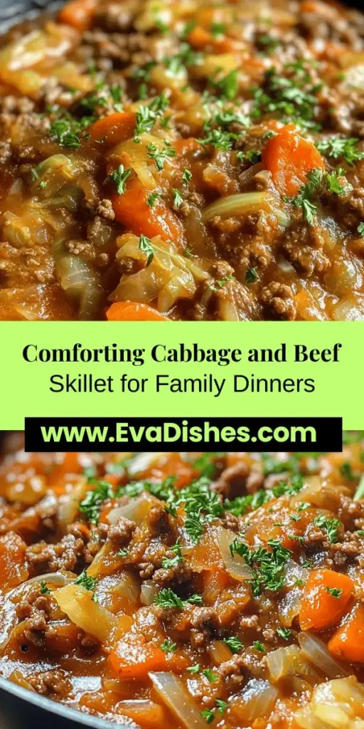 Discover the comforting flavors of Hearty Cabbage and Ground Beef Skillet! This easy, one-pan meal is perfect for busy weeknights and packed with nutrition. Enjoy savory ground beef, tender cabbage, and fresh veggies in a delightful blend. Whether you’re prepping for dinner or looking for meal prep options, this dish satisfies everyone at the table. Dive into this recipe for a nourishing and delicious family meal! #ComfortFood #HealthyEating #QuickRecipes #FamilyMeals