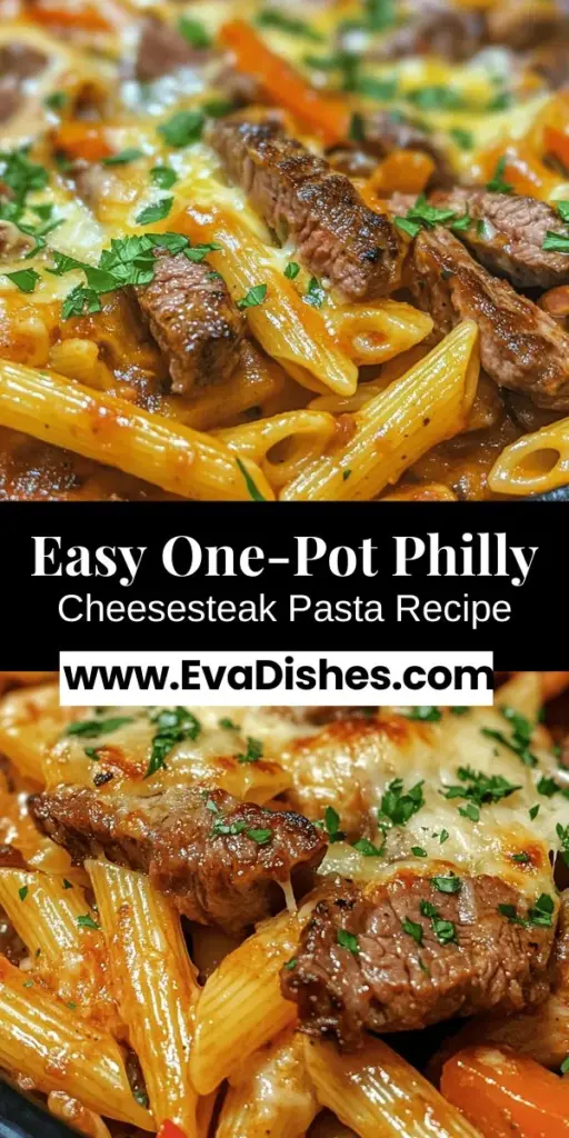 Discover the perfect solution for busy weeknights with One-Pot Philly Cheesesteak Pasta! This comforting dish combines tender sirloin steak, sautéed peppers and onions, and a creamy cheese sauce, all made in just one pot. Easy to prepare and full of flavor, it’s a meal the whole family will love. Say goodbye to complicated recipes and hello to simple, delicious dinners! Try it tonight! #OnePotRecipe #PhillyCheesesteakPasta #EasyDinner #ComfortFood #FamilyMeal