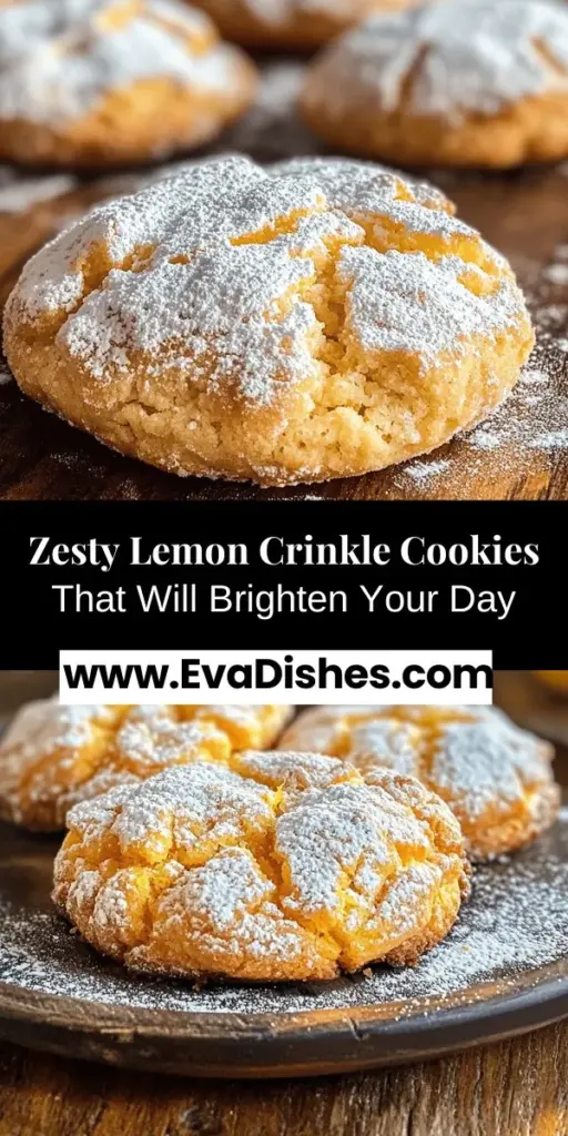 Elevate your baking game with these Zesty Lemon Crinkle Cookies! Bursting with tangy lemon flavor and beautifully coated in powdered sugar, these cookies offer a delightful balance of sweetness and zest. Perfect for any occasion, their soft and chewy texture paired with a sugary crust makes them irresistible. Get the full recipe and tips to create these bright, cheerful treats from scratch! #LemonCookies #Baking #Dessert #Cookies #SweetTreats #HomemadeGoodness #CitrusDelight #CookieRecipe