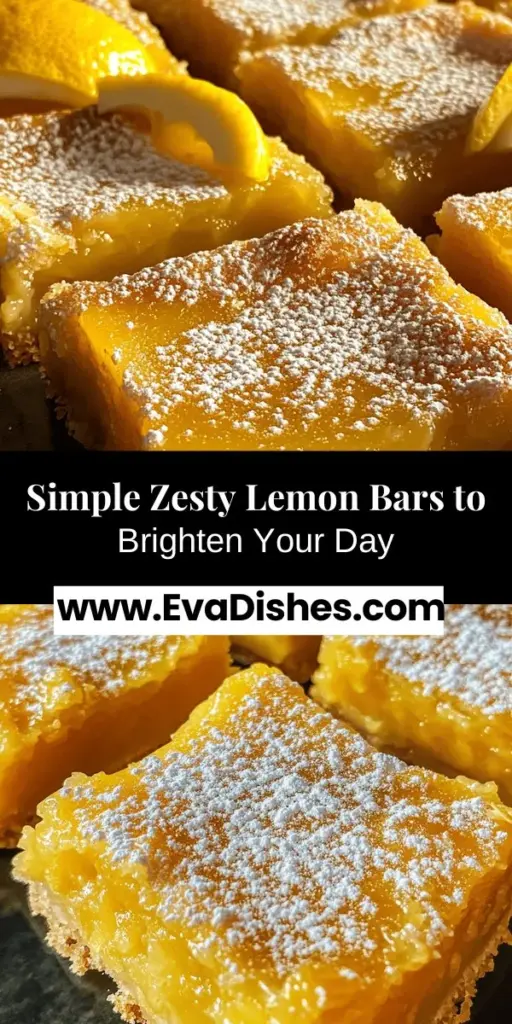 Sweet and tangy, these zesty lemon bars are a delightful dessert that everyone loves! With a buttery crust and a creamy lemon filling, they’re perfect for any occasion, from summer picnics to cozy gatherings. Learn about their fascinating history and how to make this classic treat step-by-step in our easy recipe. Treat yourself and impress your friends with these irresistible lemon bars! #LemonBars #DessertRecipes #Baking #SweetTreats #HomemadeGoodness #YummyDesserts #Foodie